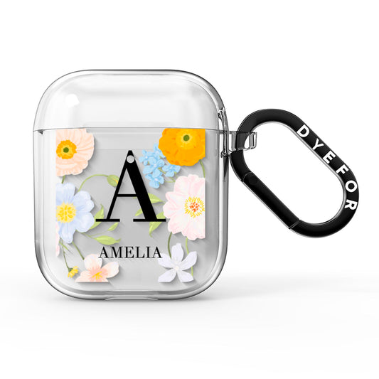 Customised Floral AirPods Clear Case