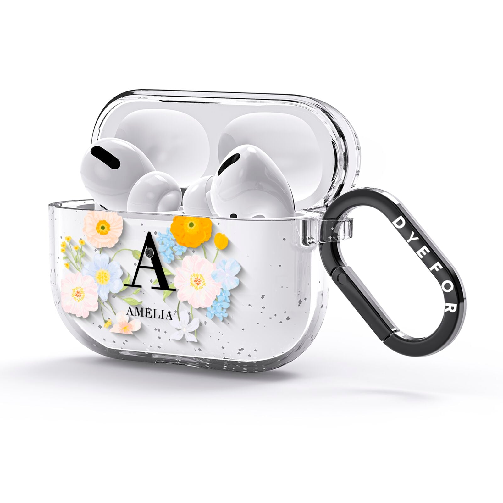 Customised Floral AirPods Glitter Case 3rd Gen Side Image