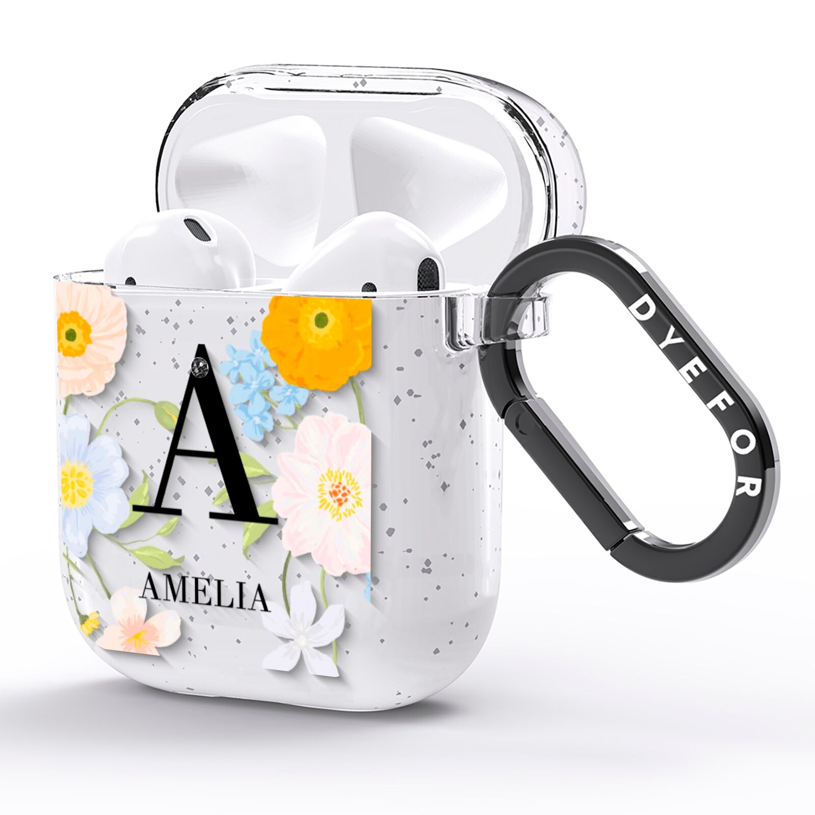 Customised Floral AirPods Glitter Case Side Image