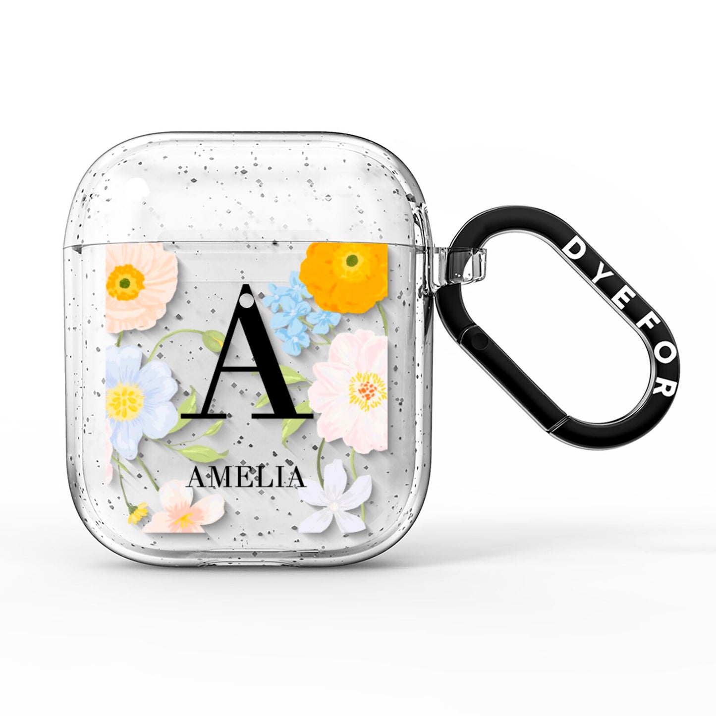 Customised Floral AirPods Glitter Case