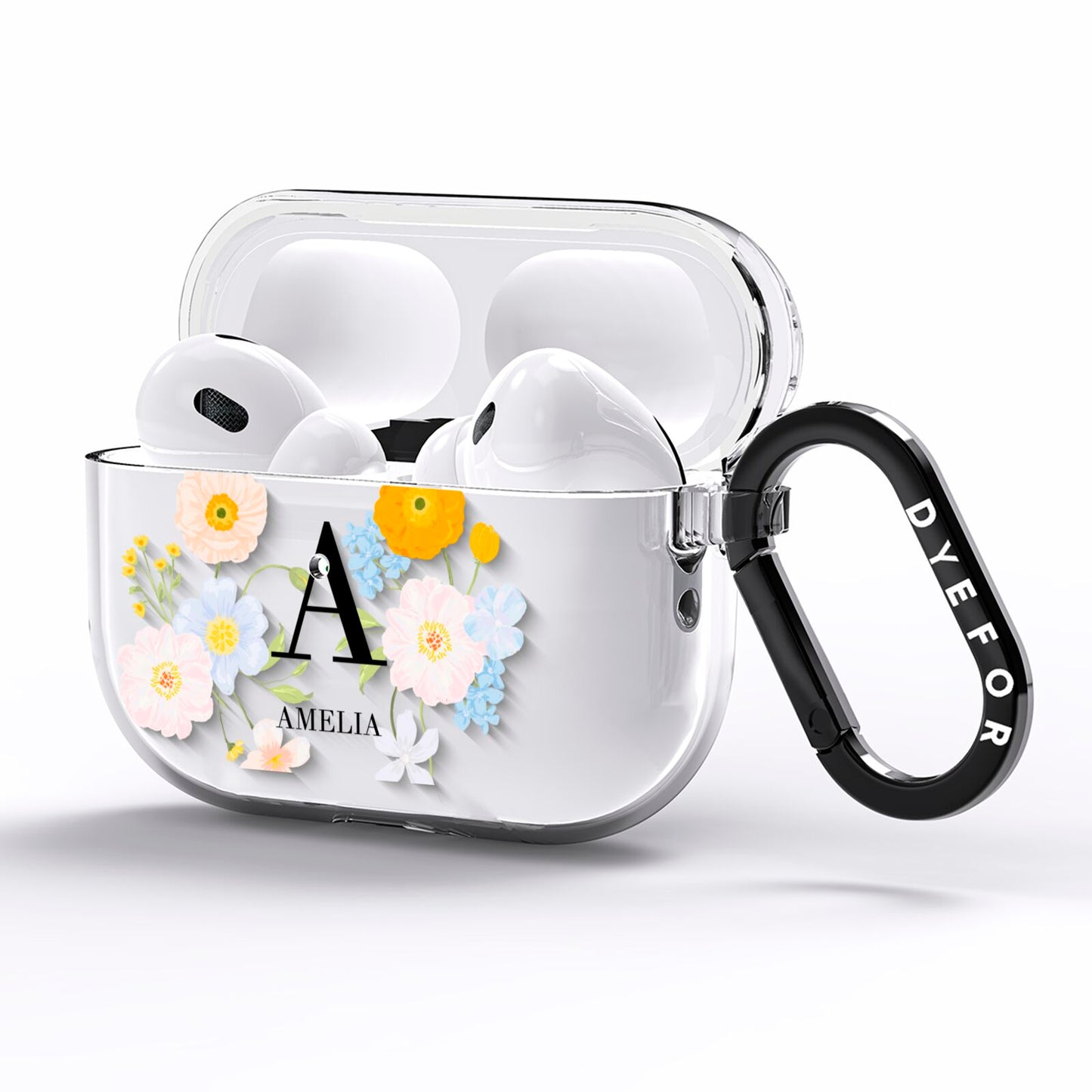 Customised Floral AirPods Pro Clear Case Side Image