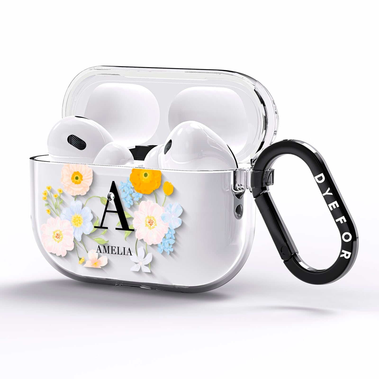 Customised Floral AirPods Pro Clear Case Side Image