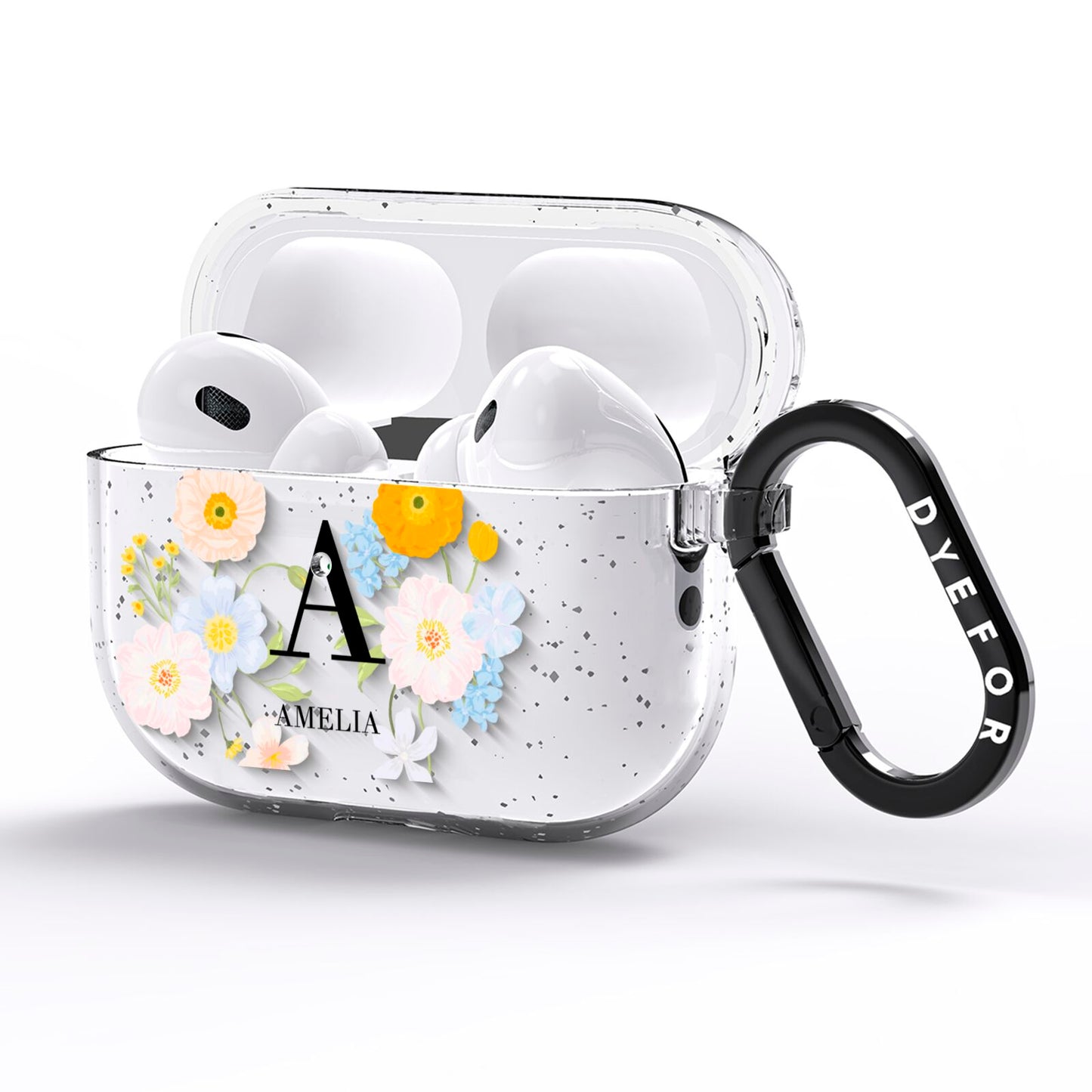 Customised Floral AirPods Pro Glitter Case Side Image