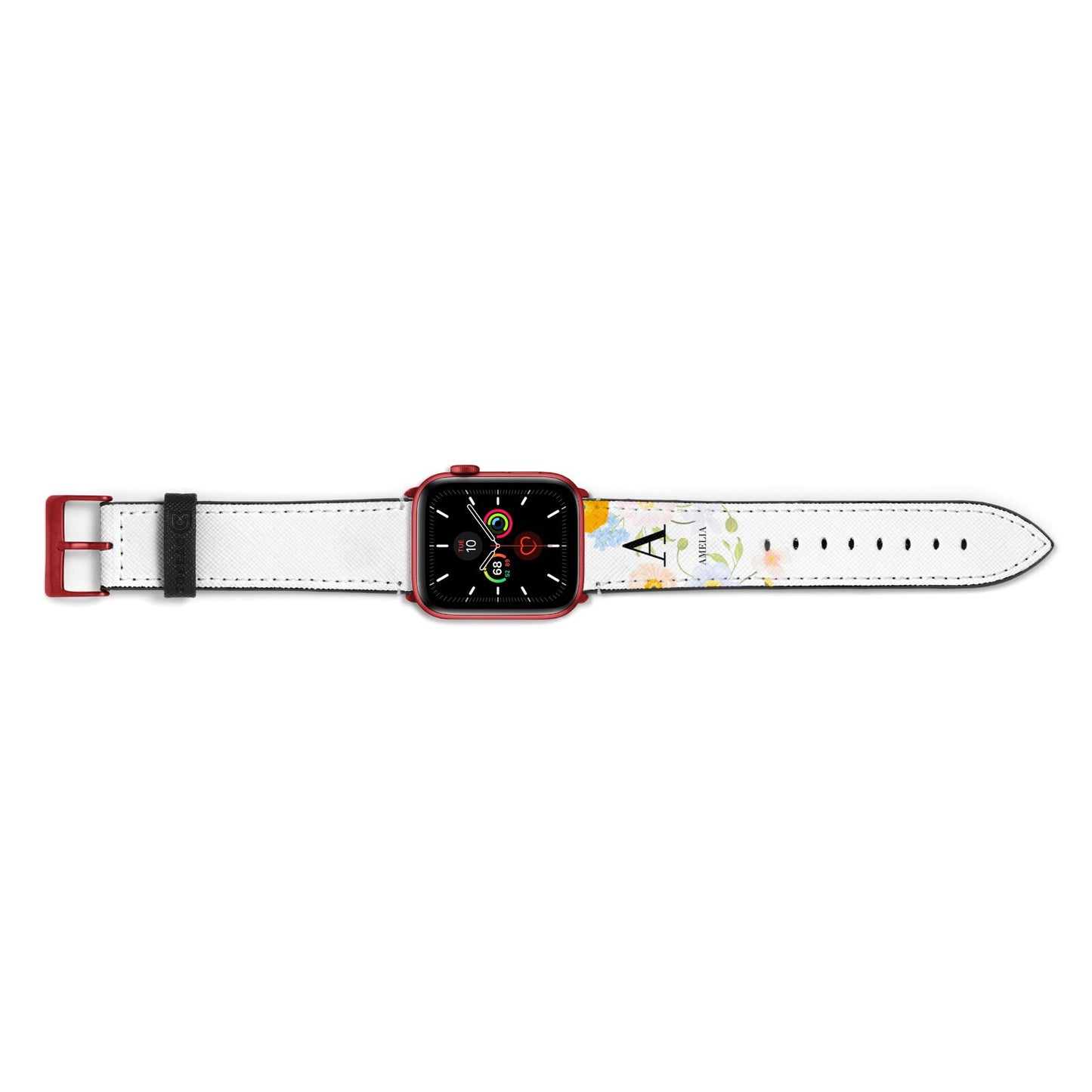 Customised Floral Apple Watch Strap Landscape Image Red Hardware