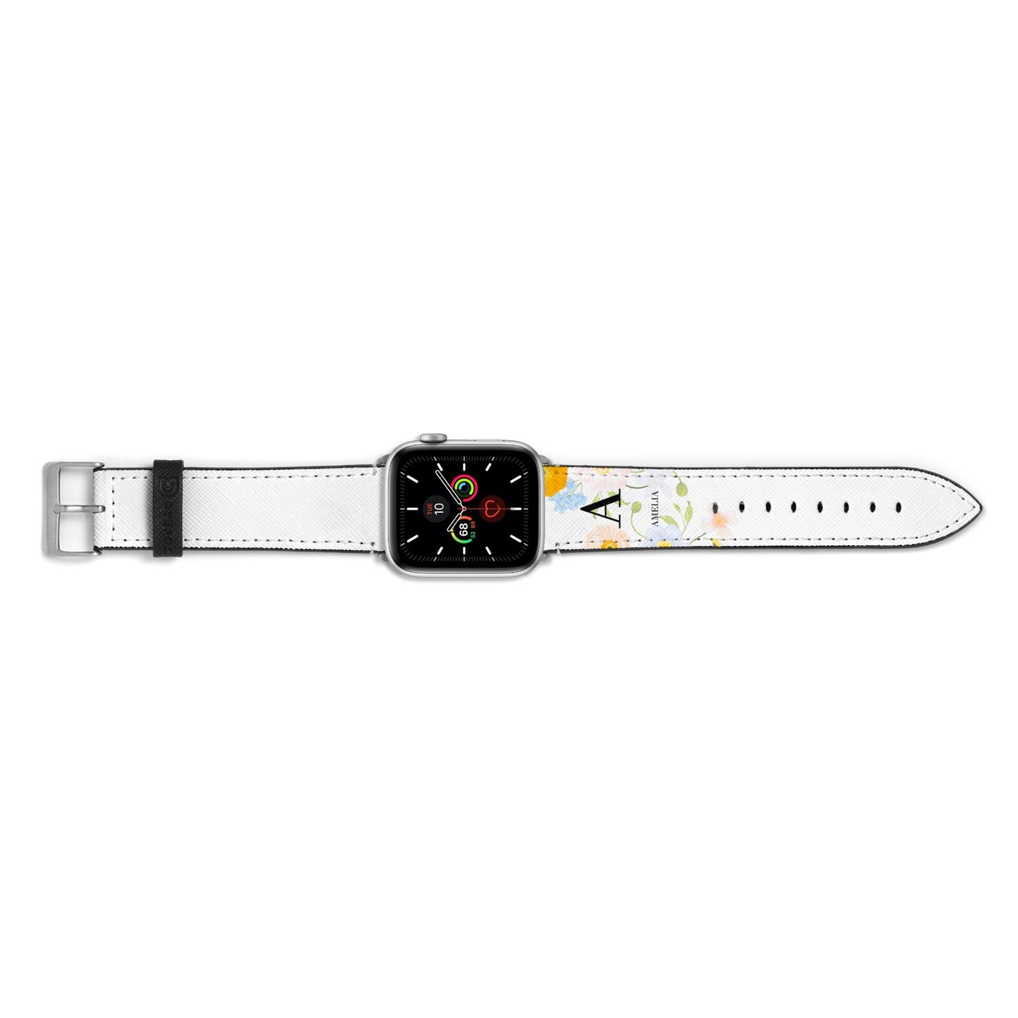 Customised Floral Apple Watch Strap Landscape Image Silver Hardware