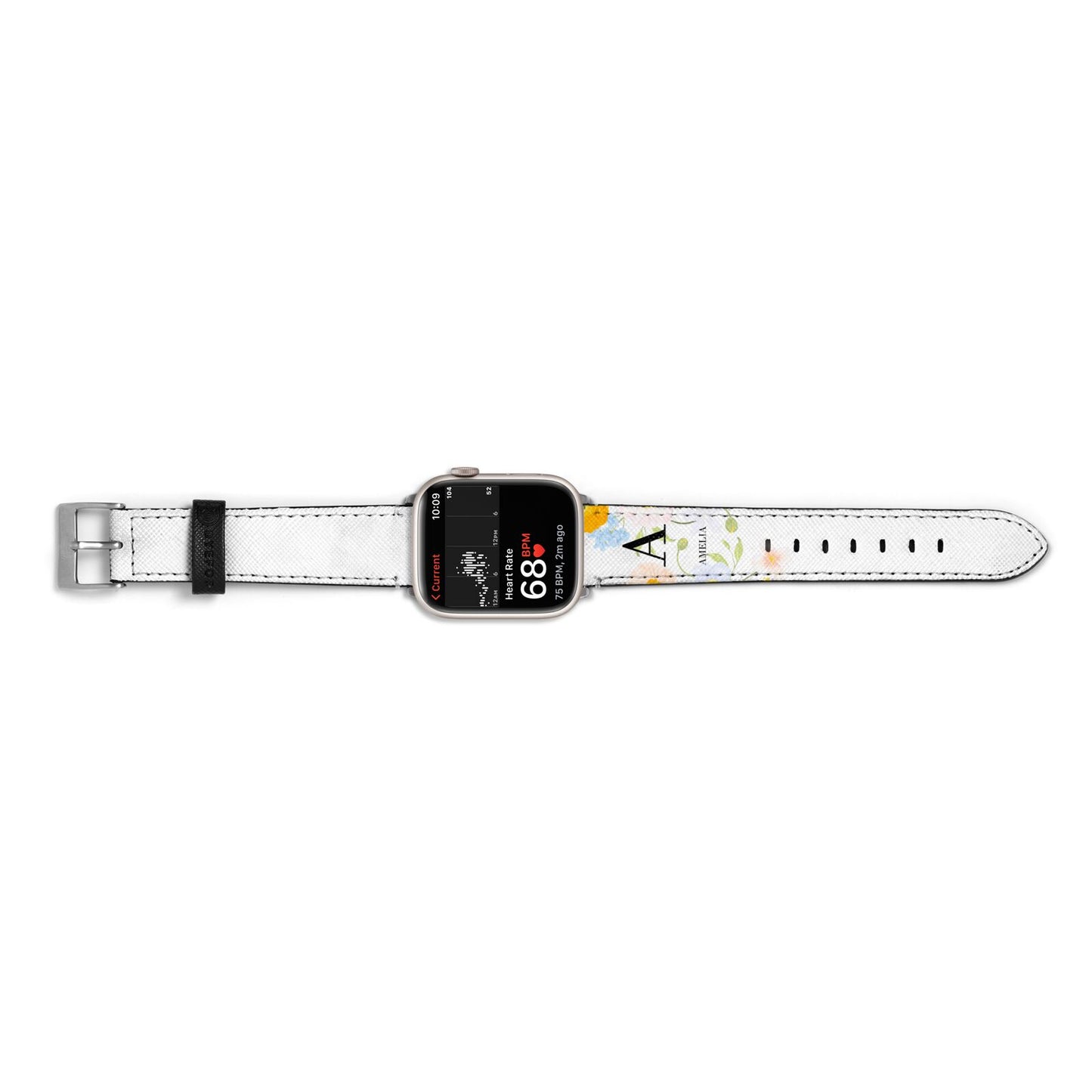 Customised Floral Apple Watch Strap Size 38mm Landscape Image Silver Hardware