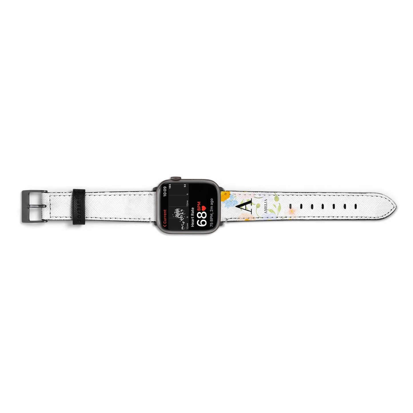 Customised Floral Apple Watch Strap Size 38mm Landscape Image Space Grey Hardware