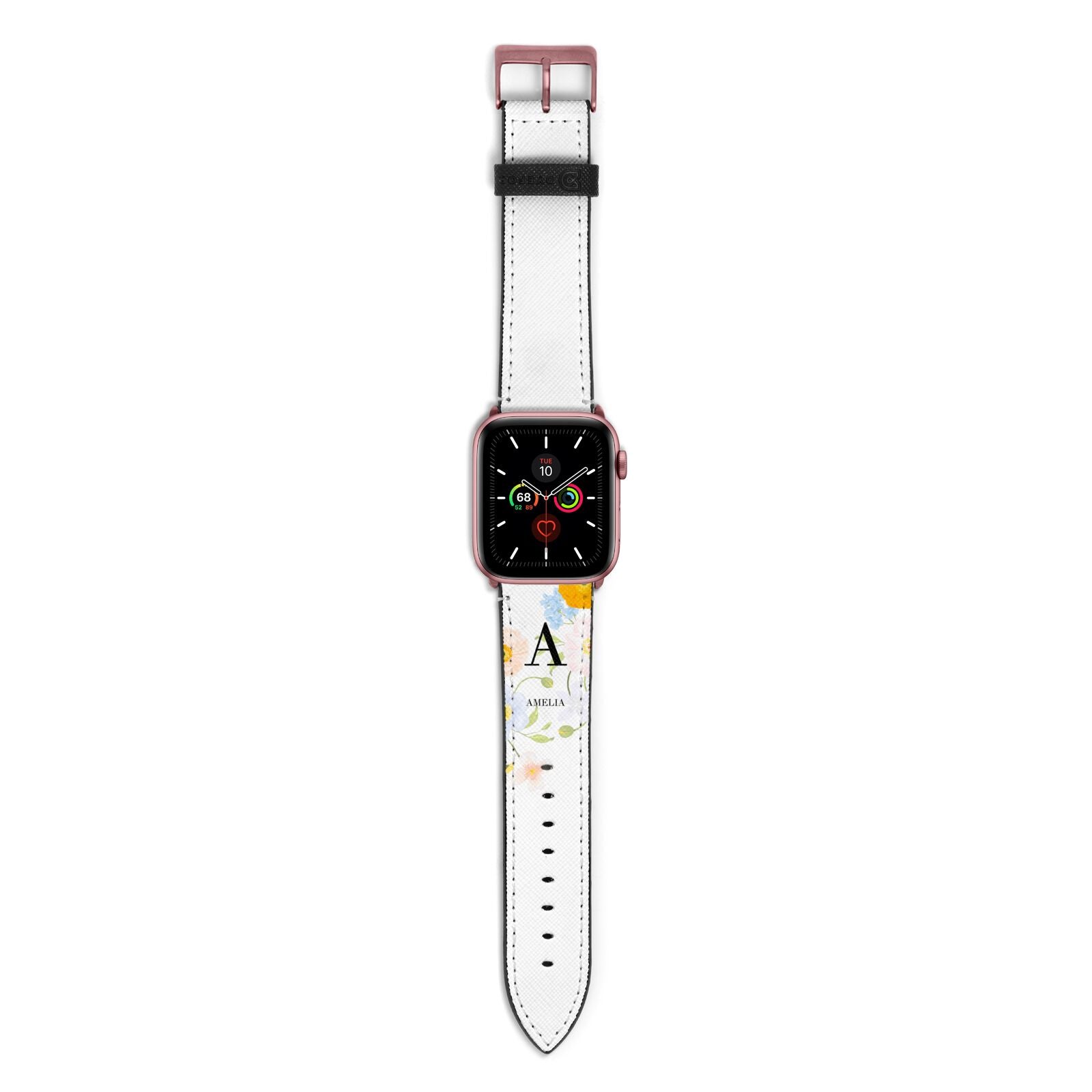 Customised Floral Apple Watch Strap with Rose Gold Hardware