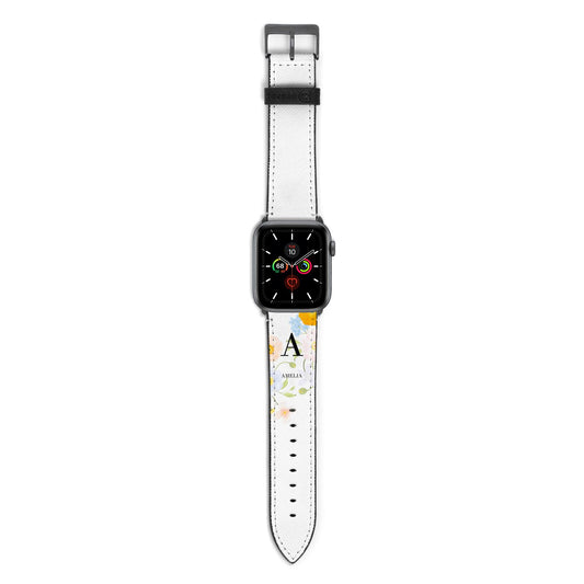 Customised Floral Apple Watch Strap with Space Grey Hardware