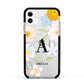 Customised Floral Apple iPhone 11 in White with Black Impact Case