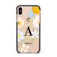 Customised Floral Apple iPhone Xs Max Impact Case Black Edge on Gold Phone