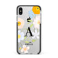 Customised Floral Apple iPhone Xs Max Impact Case Black Edge on Silver Phone