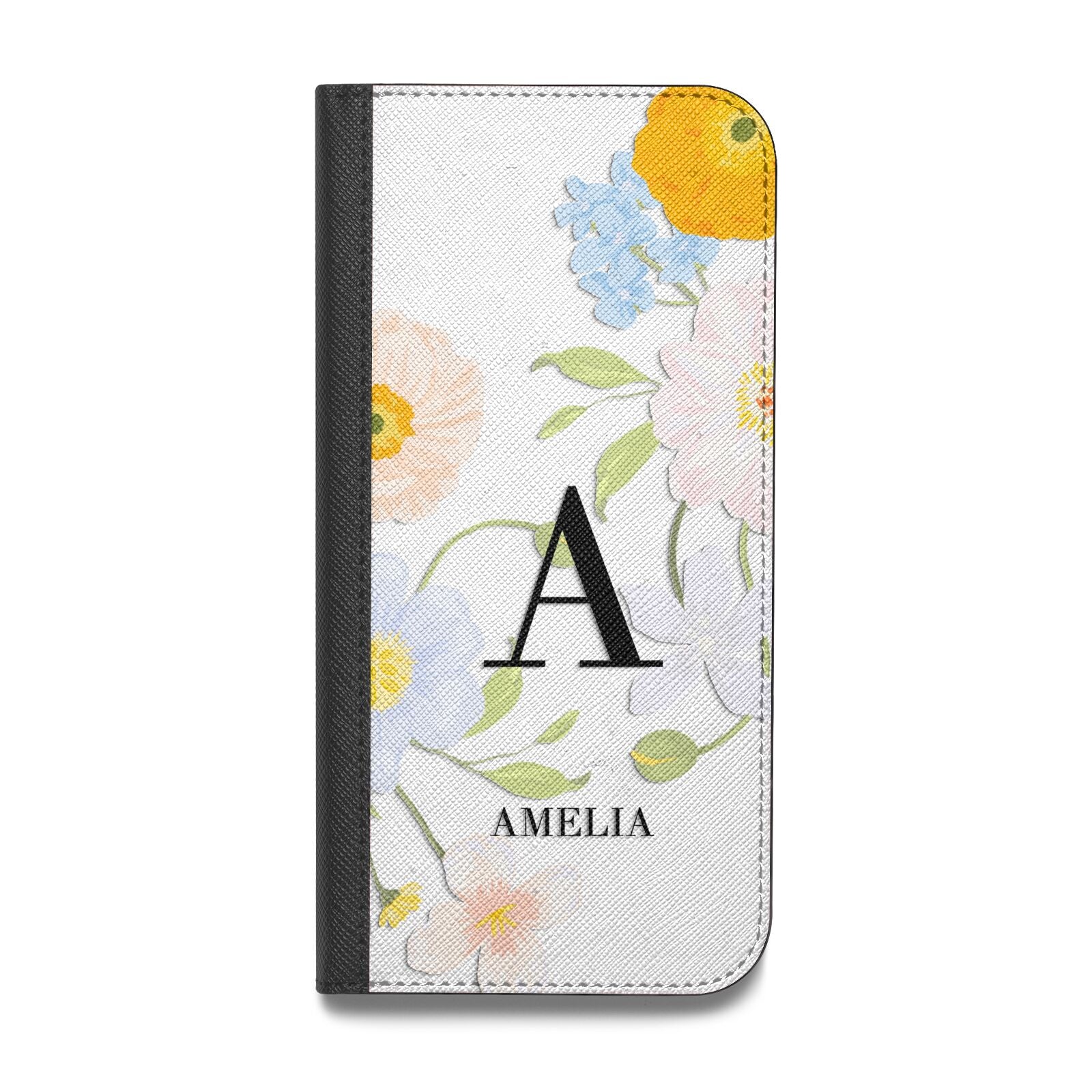 Customised Floral Vegan Leather Flip Samsung Case