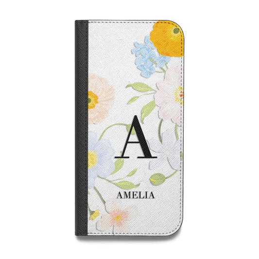 Customised Floral Vegan Leather Flip Samsung Case