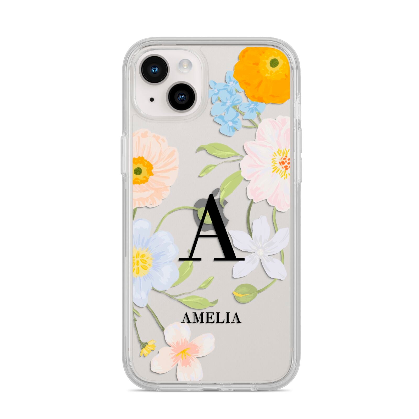 Customised Floral iPhone 14 Plus Clear Tough Case Starlight