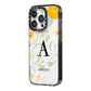 Customised Floral iPhone 14 Pro Black Impact Case Side Angle on Silver phone