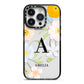 Customised Floral iPhone 14 Pro Black Impact Case on Silver phone