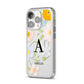 Customised Floral iPhone 14 Pro Clear Tough Case Silver Angled Image