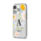 Customised Floral iPhone 14 Pro Glitter Tough Case Silver Angled Image