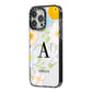 Customised Floral iPhone 14 Pro Max Black Impact Case Side Angle on Silver phone
