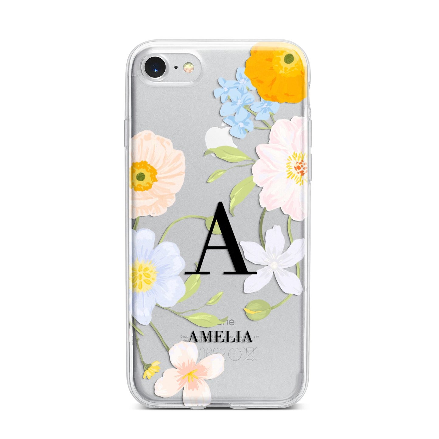 Customised Floral iPhone 7 Bumper Case on Silver iPhone