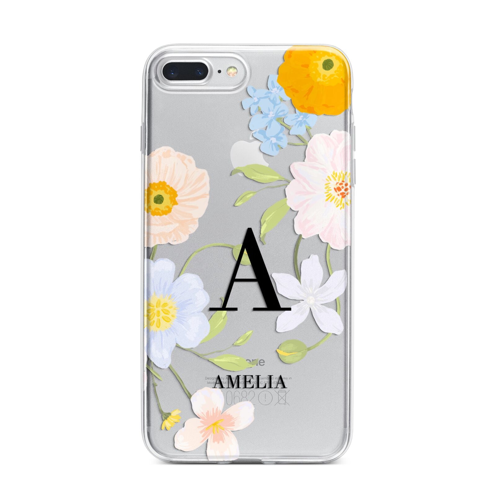 Customised Floral iPhone 7 Plus Bumper Case on Silver iPhone