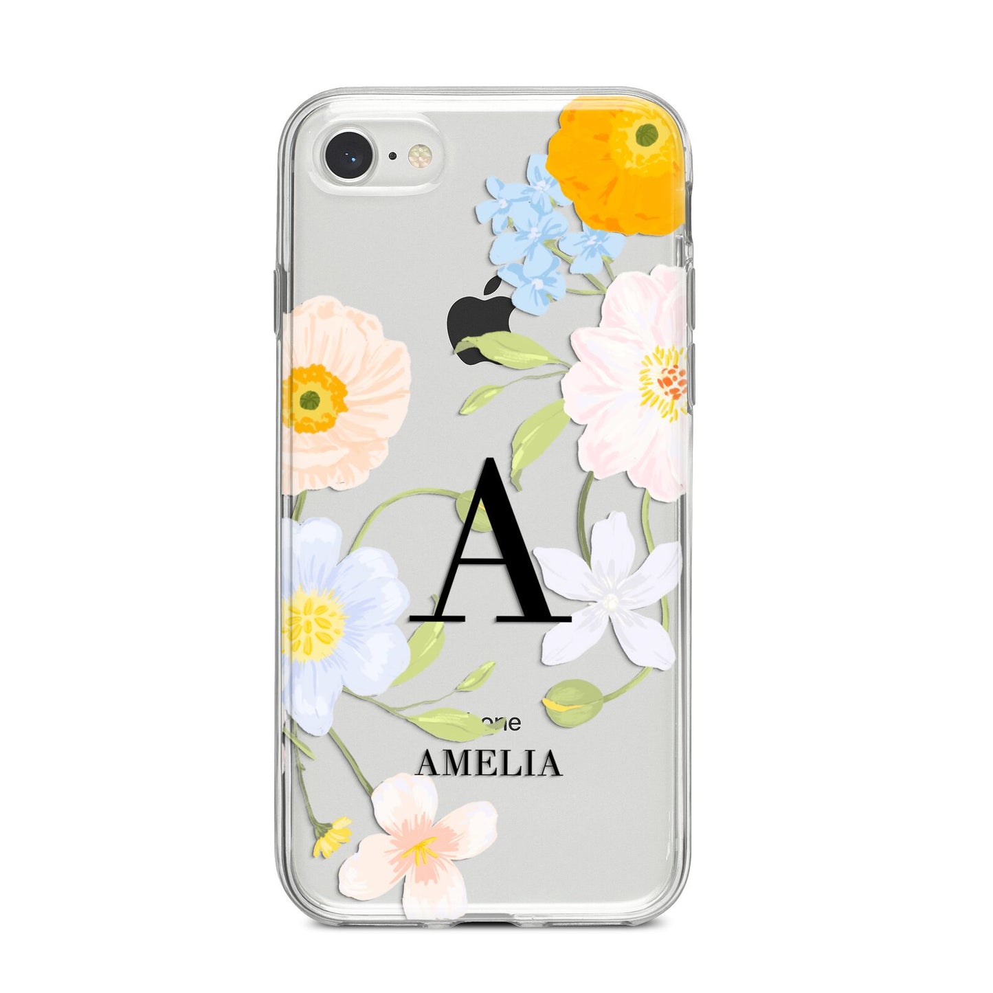 Customised Floral iPhone 8 Bumper Case on Silver iPhone