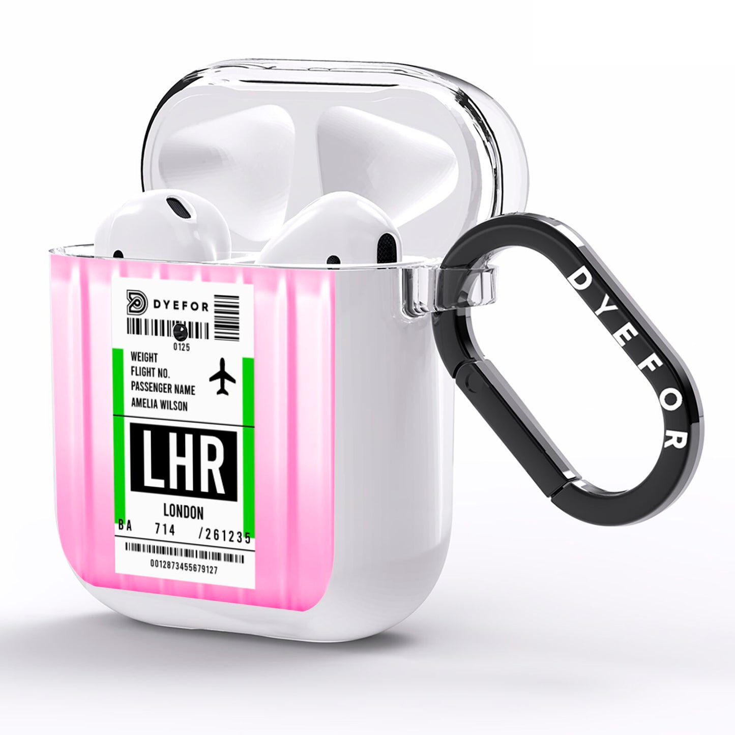 Customised Luggage Tag AirPods Clear Case Side Image