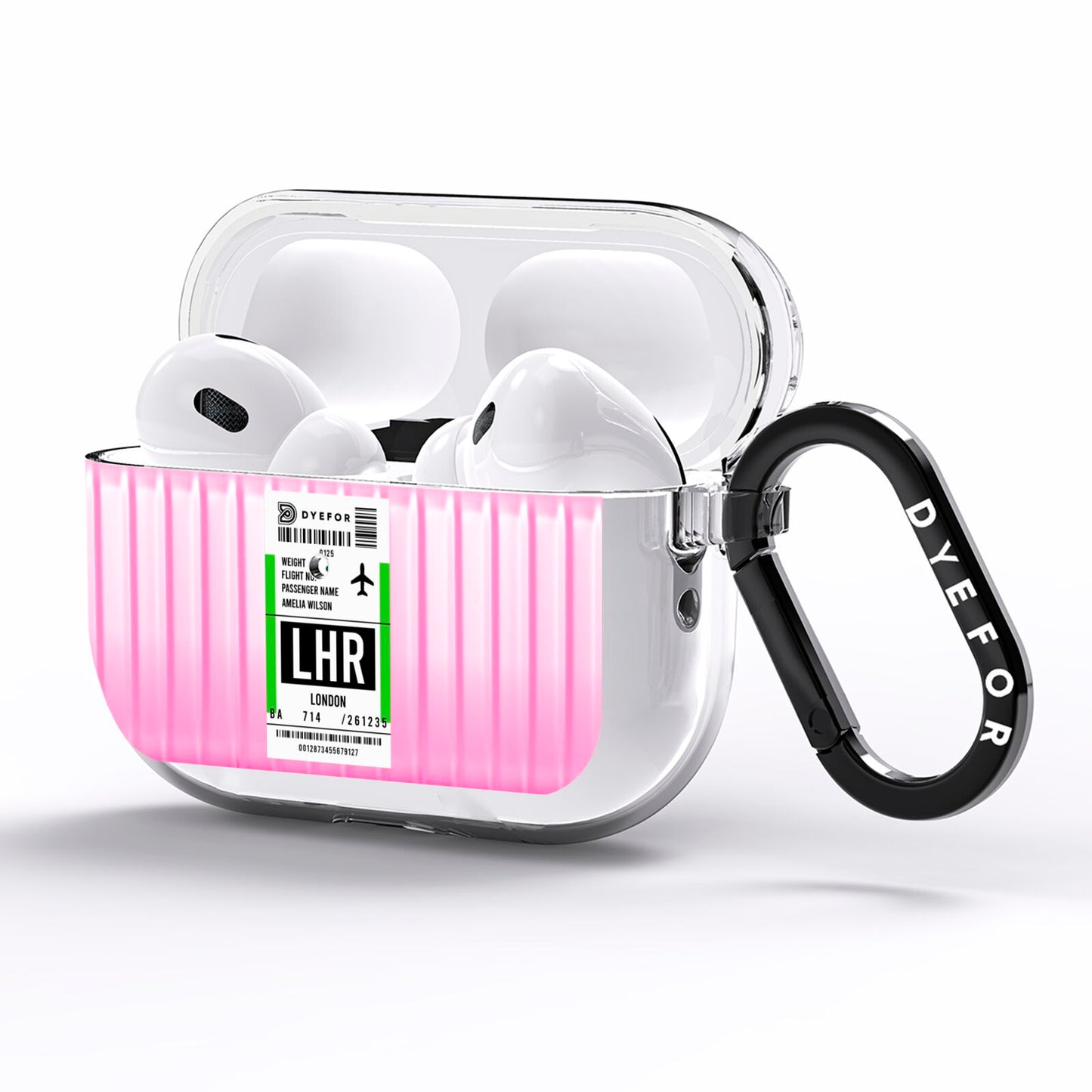 Customised Luggage Tag AirPods Pro Clear Case Side Image