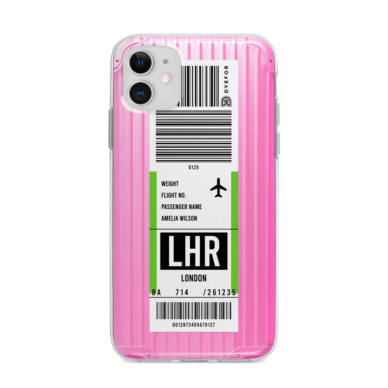Customised Luggage Tag Apple iPhone 11 in White with Bumper Case