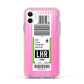 Customised Luggage Tag Apple iPhone 11 in White with Pink Impact Case