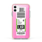 Customised Luggage Tag Apple iPhone 11 in White with Pink Impact Case