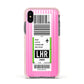 Customised Luggage Tag Apple iPhone Xs Impact Case Pink Edge on Black Phone
