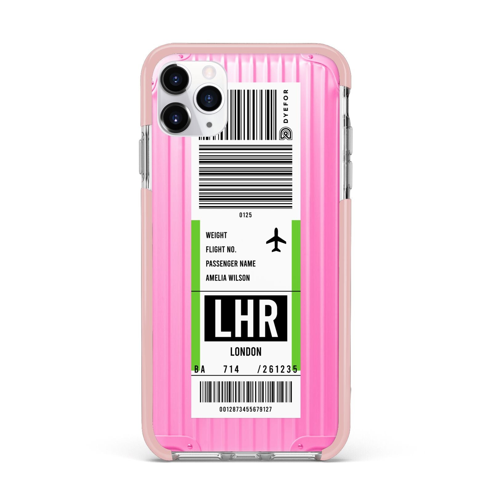 Customised Luggage Tag iPhone 11 Pro Max Impact Pink Edge Case