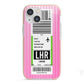 Customised Luggage Tag iPhone 13 Mini TPU Impact Case with Pink Edges
