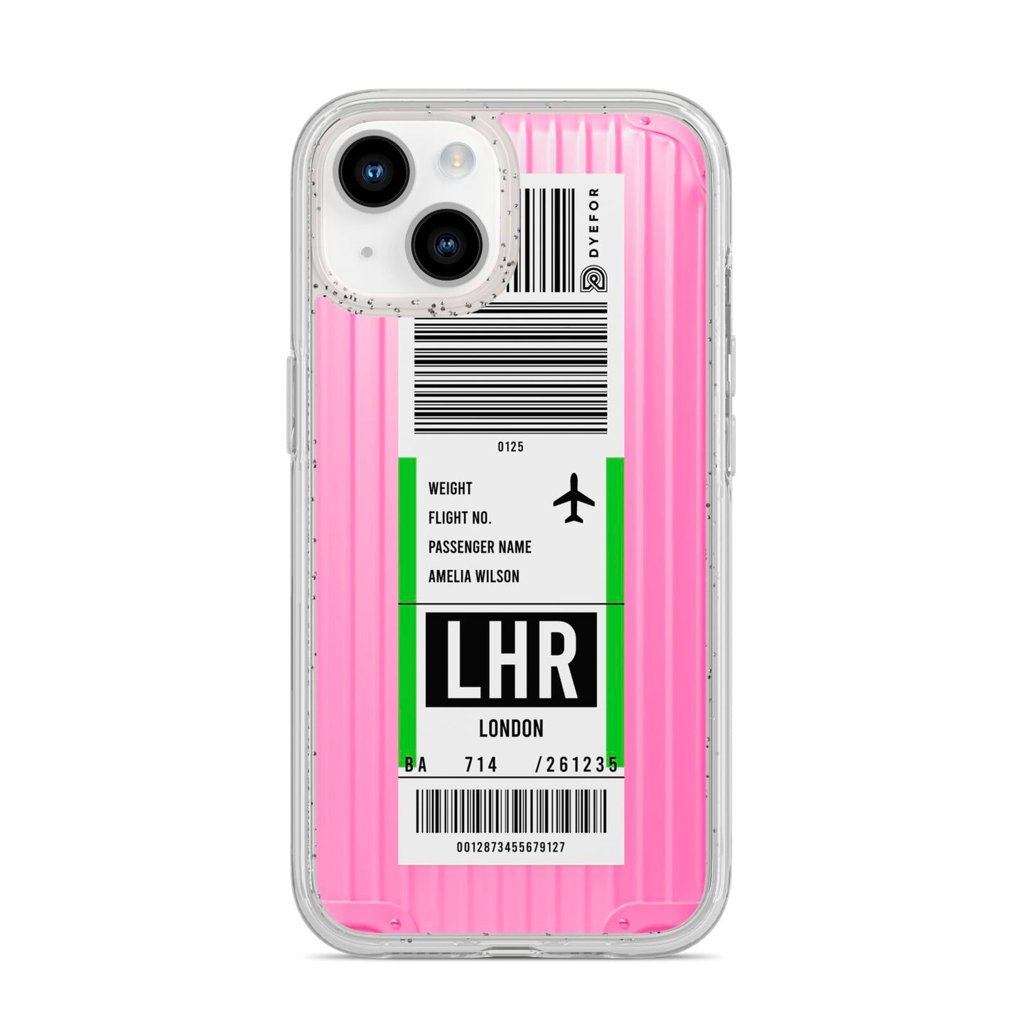 Customised Luggage Tag iPhone 14 Glitter Tough Case Starlight