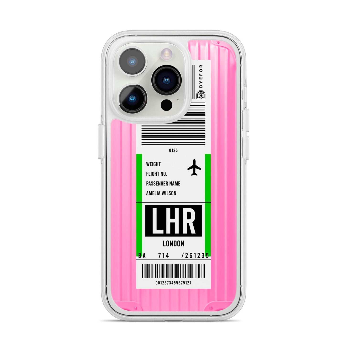 Customised Luggage Tag iPhone 14 Pro Clear Tough Case Silver