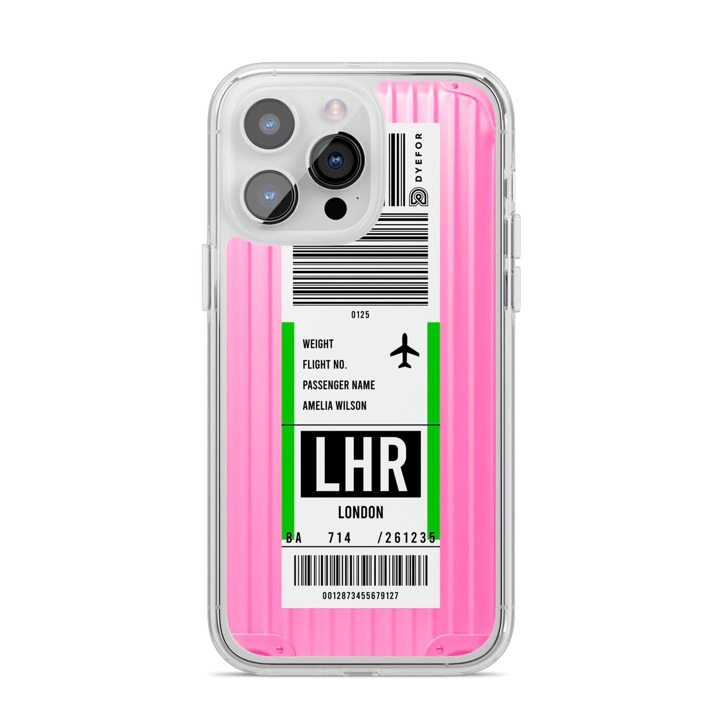 Customised Luggage Tag iPhone 14 Pro Max Clear Tough Case Silver