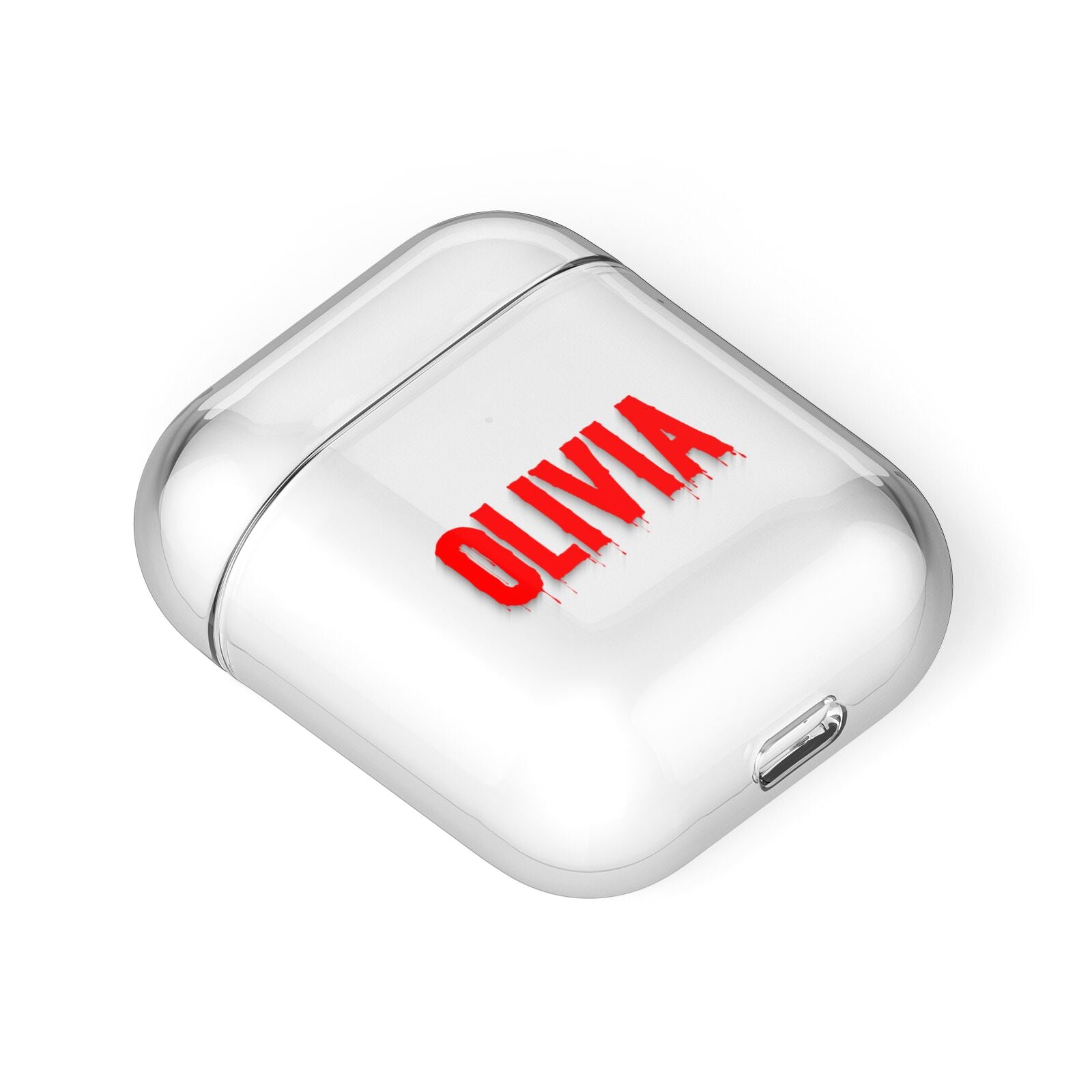 Customised Name Blood AirPods Case Laid Flat