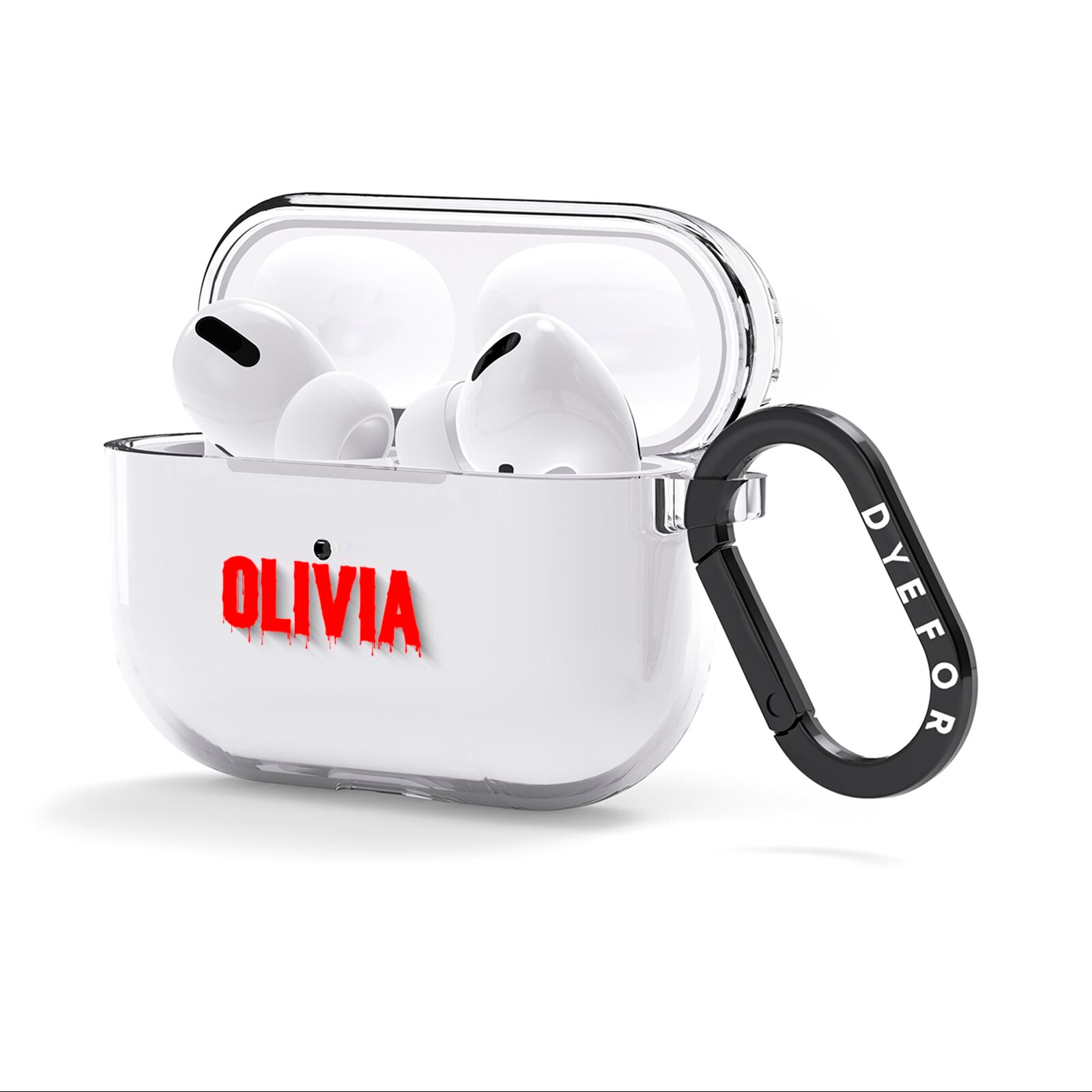Customised Name Blood AirPods Clear Case 3rd Gen Side Image