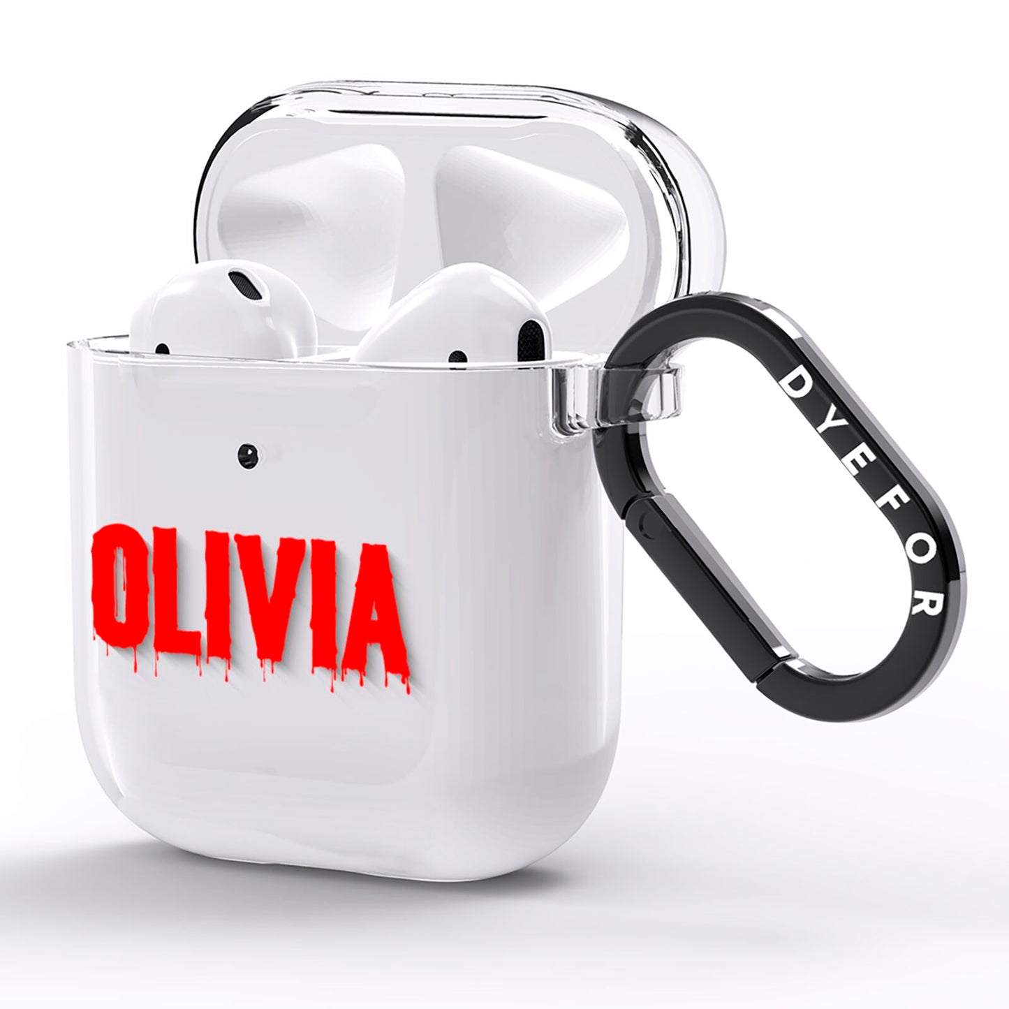 Customised Name Blood AirPods Clear Case Side Image
