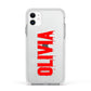 Customised Name Blood Apple iPhone 11 in White with White Impact Case