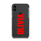 Customised Name Blood Apple iPhone Xs Impact Case Black Edge on Black Phone