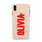 Customised Name Blood Apple iPhone Xs Max Impact Case White Edge on Gold Phone