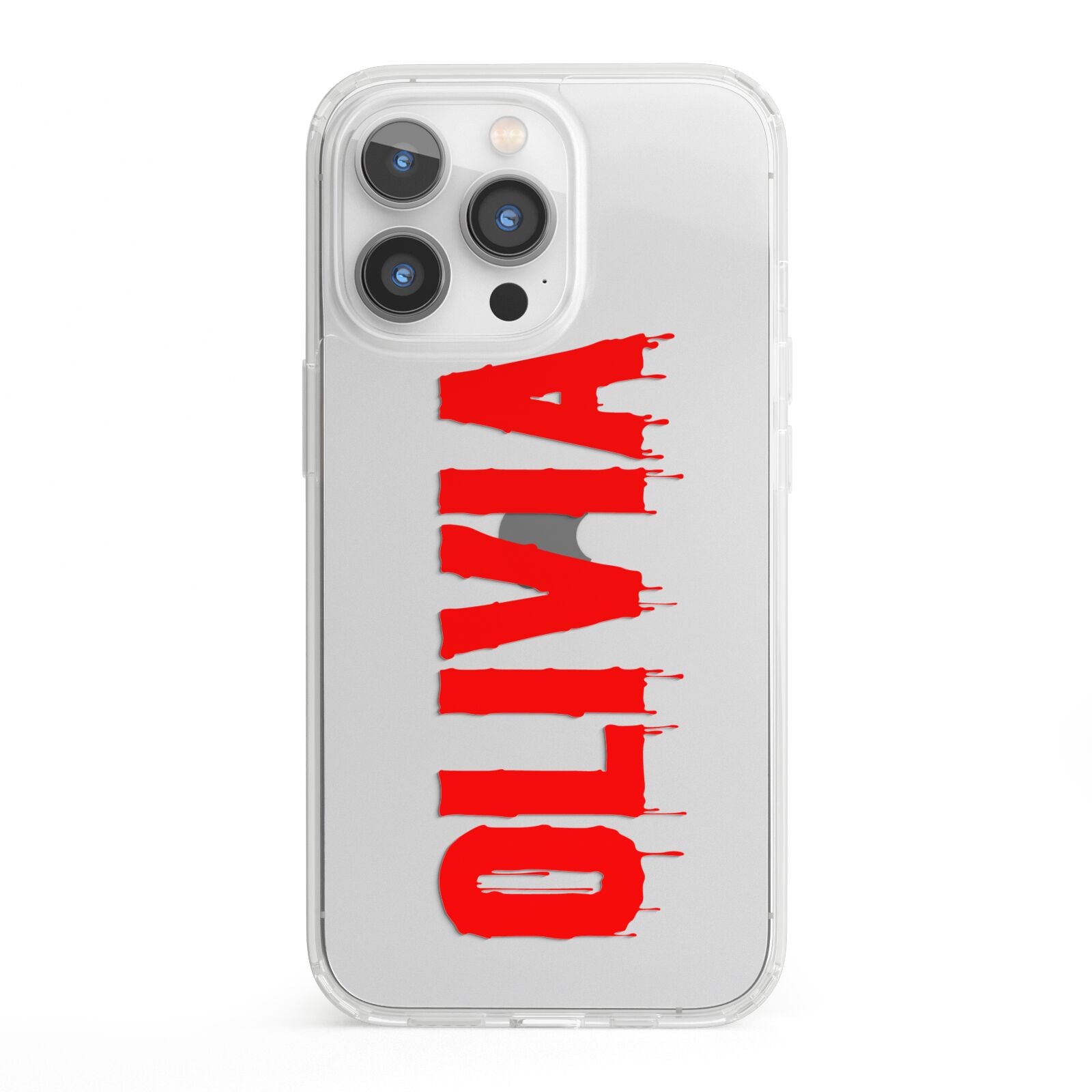 Customised Name Blood iPhone 13 Pro Clear Bumper Case