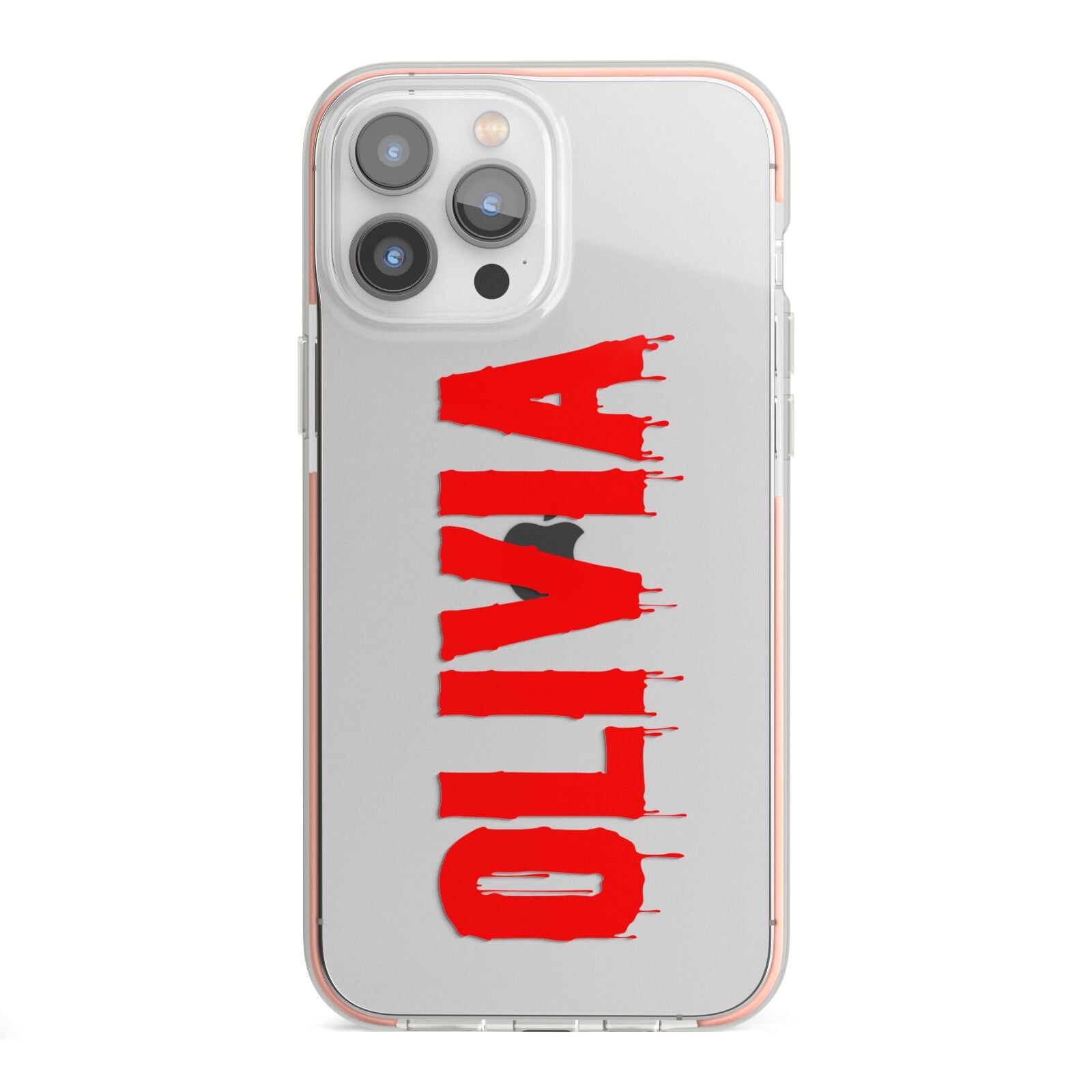 Customised Name Blood iPhone 13 Pro Max TPU Impact Case with Pink Edges