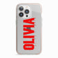 Customised Name Blood iPhone 13 Pro TPU Impact Case with Pink Edges