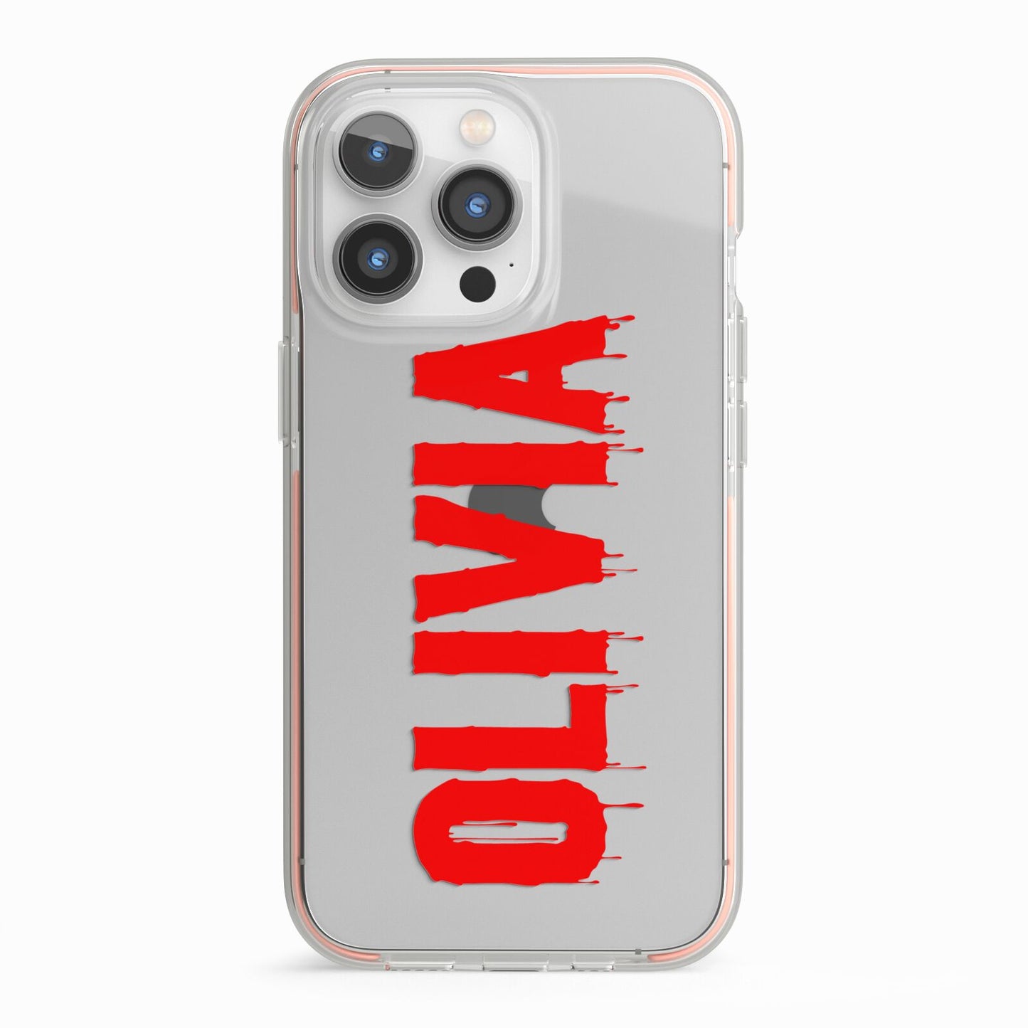 Customised Name Blood iPhone 13 Pro TPU Impact Case with Pink Edges