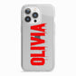 Customised Name Blood iPhone 13 Pro TPU Impact Case with White Edges