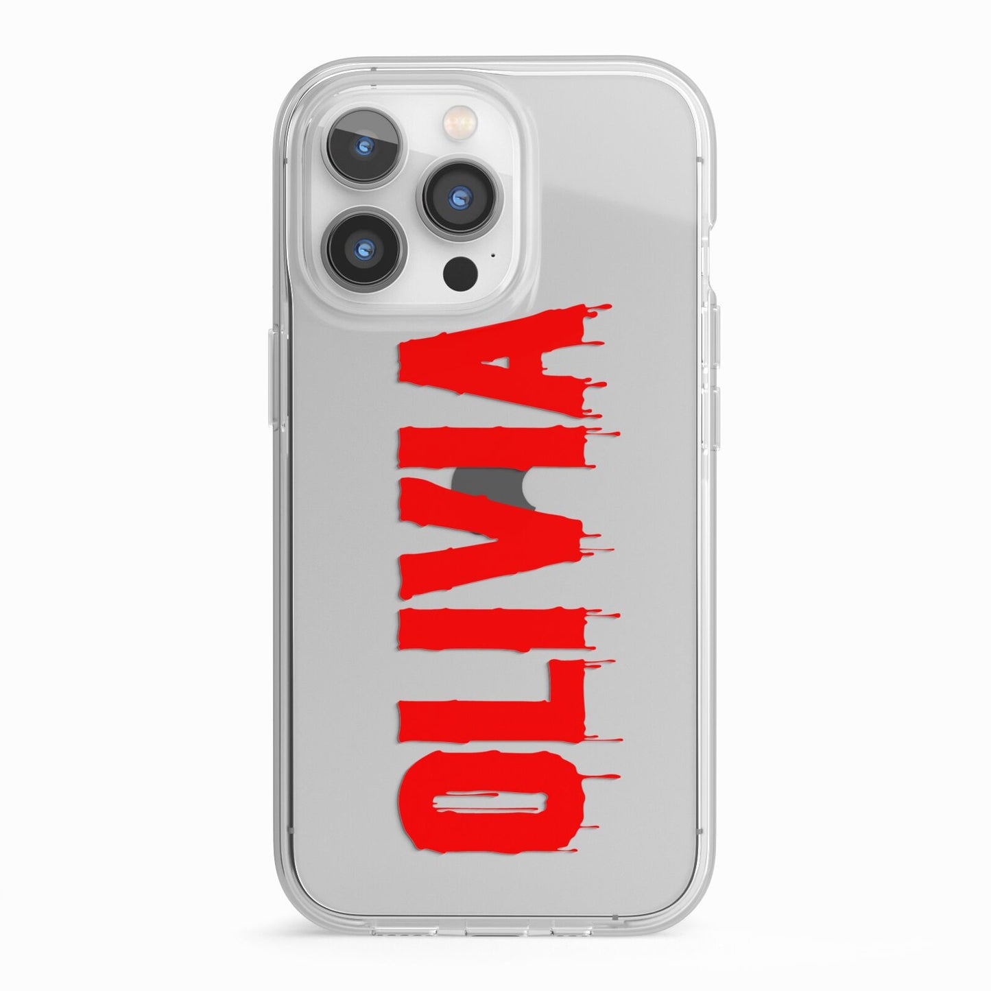 Customised Name Blood iPhone 13 Pro TPU Impact Case with White Edges